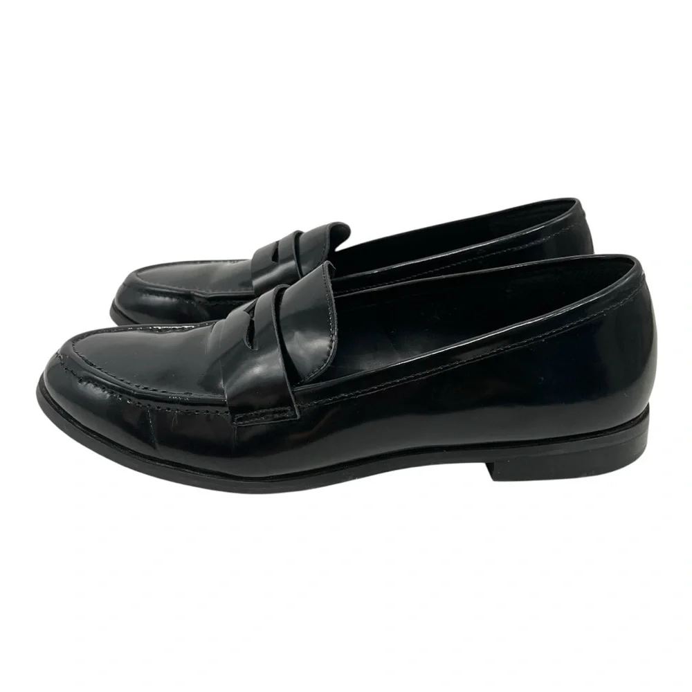 Banana Republic Factory Black Leather Classic Penny Loafers Flats Women’s 9 - Picture 5 of 16